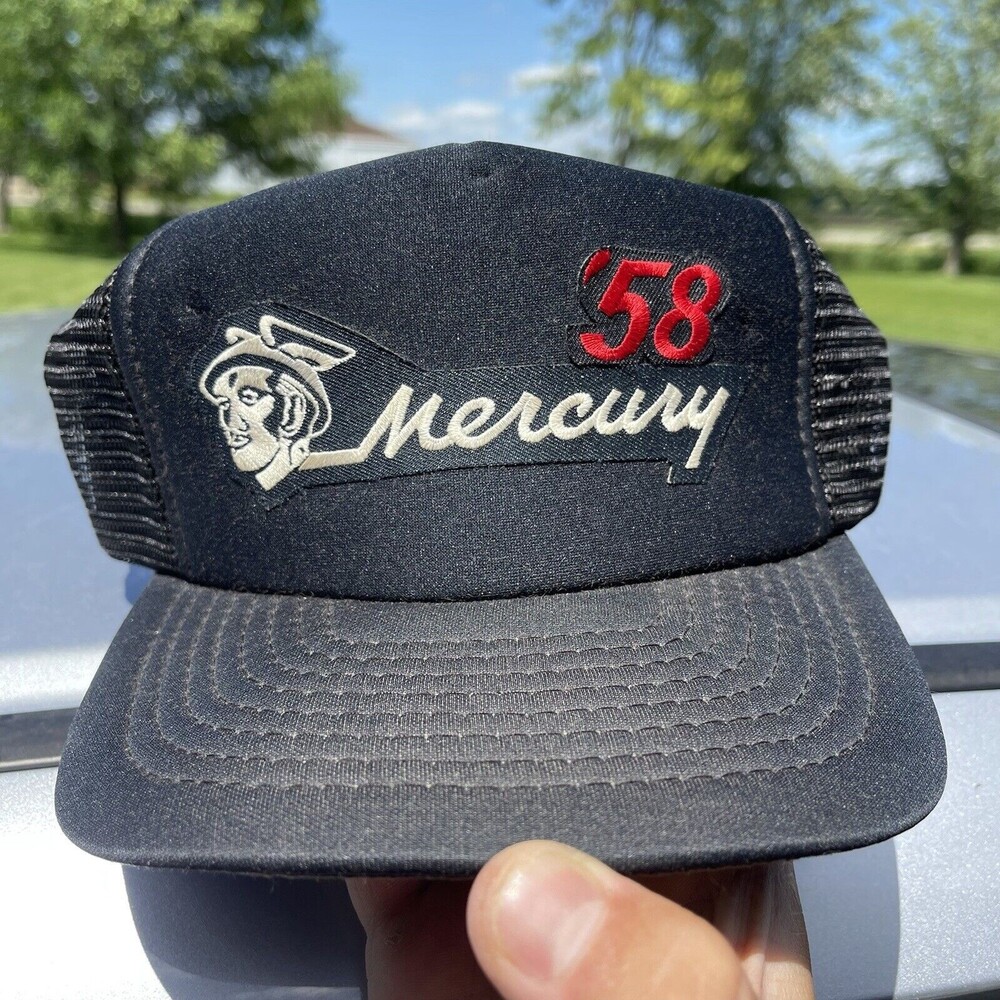 Vintage Ford Mercury 1958 Trucker Patch Hat Snapback USA Rare Automobile Cap